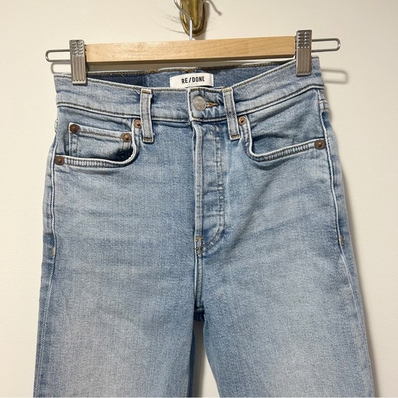 Re/Done 70s Stove Pipe Jeans Size 24 High Rise Mid 90s Color Button Fly Raw Hem - Picture 6 of 16